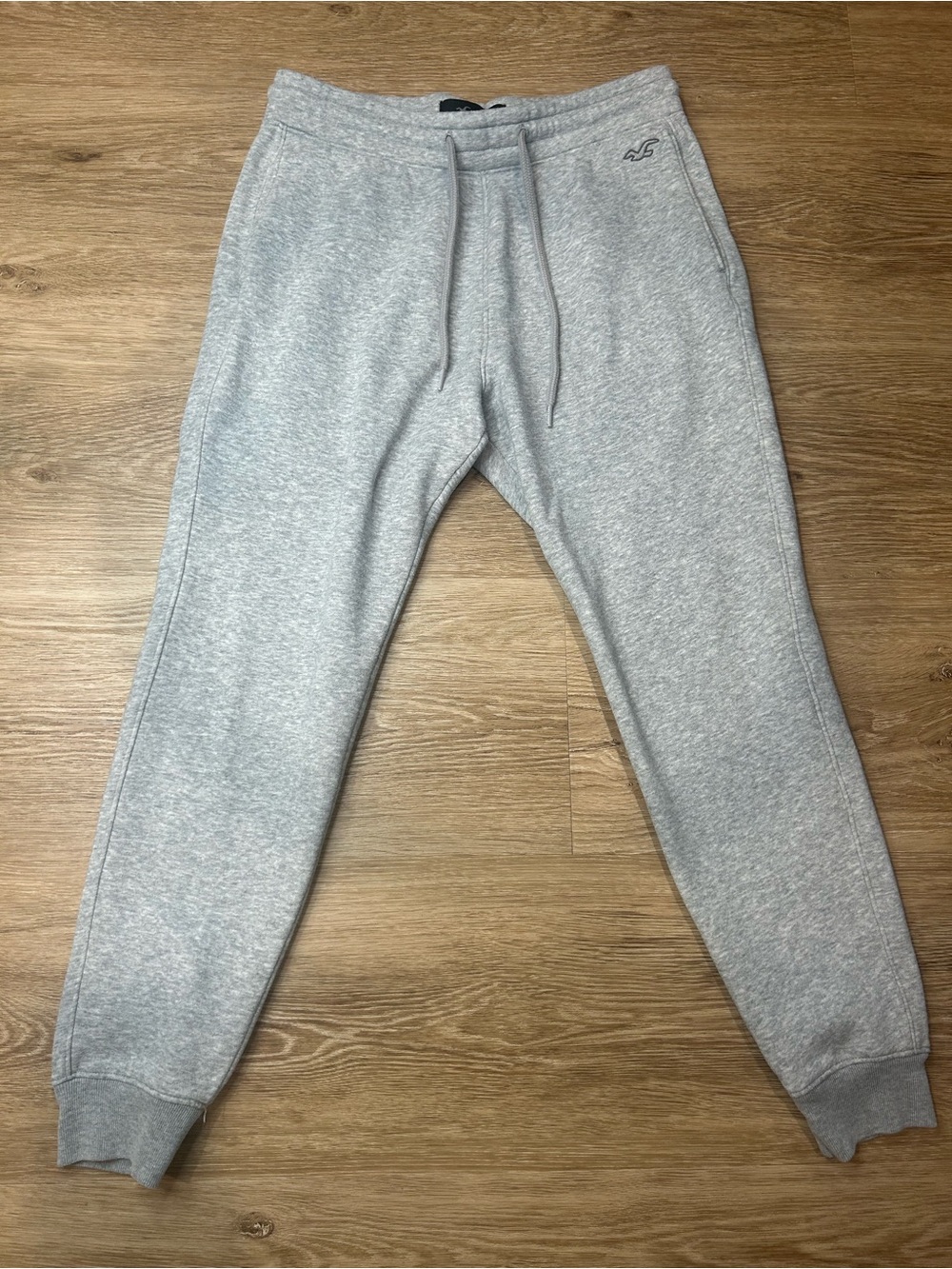 Hollister Gray Men's Fleece Joggers with Drawstring Waist